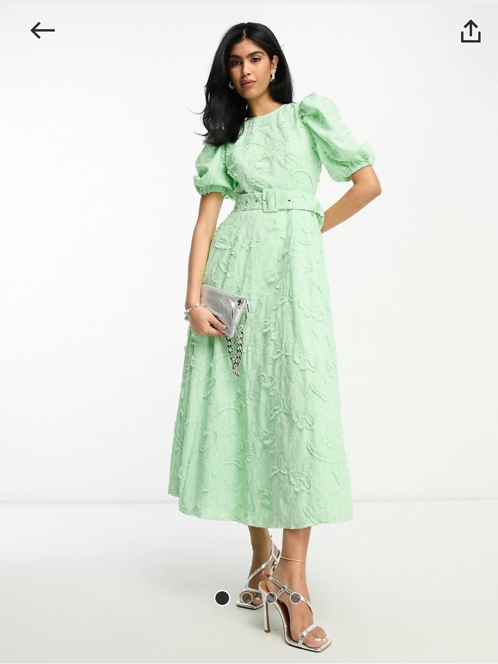 ASOS DESIGN
belted midi skater dress in textured jacquard in apple green